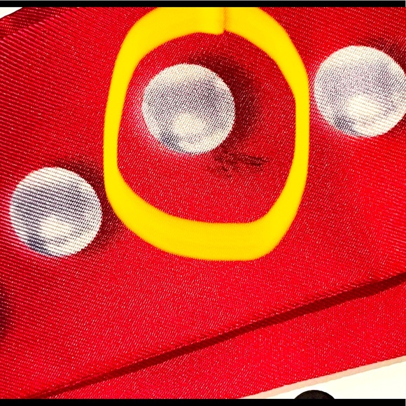 CHANEL Silk Pearl CC Slim Bandeau Scarf Red - Picture 5 of 5